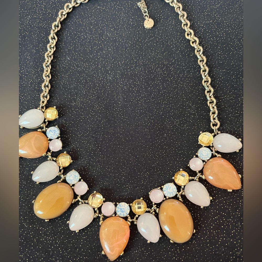Amber and Off White Statement Necklace